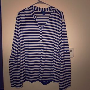 Rue 21 blue stripped laced back 3/4 sleeve 3x